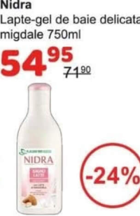 Nidra Lapte-gel de baie delicata migdale 750ml