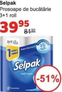 Selpak Prosoape de bucătărie 3+1 role