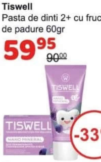 Tiswell Pastă de dinți 2+ cu fructe de pădure 60gr