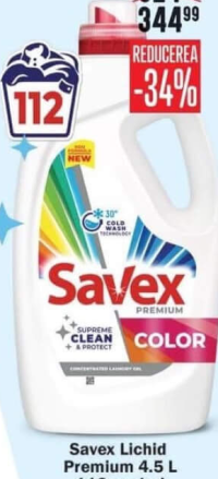 Savex Lichid Premium Color Detergent lichid 4.5 L 112 spălări
