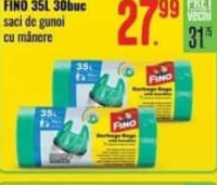 FINO saci de gunoi cu mânere 35L 30buc