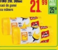 FINO saci de gunoi cu mânere 20L 30buc