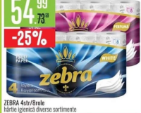 Zebra 4str/8role hârtie igienică diverse sortimente