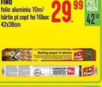 FINO folie aluminiu 10m / hârtie pt copt foi 16buc