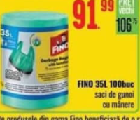 FINO saci de gunoi cu mânere 35L 100buc