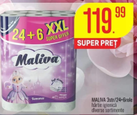 MALIVA 3str/24+6role hârtie igienică diverse sortimente