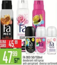 Fa Deodorant roll/spray diverse sortimente 50/150ml