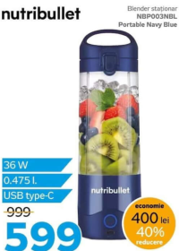 Nutribullet NBP003NBL Portable Navy Blue Blender staționar 36W 0.475l