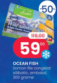 OCEAN FISH Somon file congelat sălbatic, ambalat, 300 grame