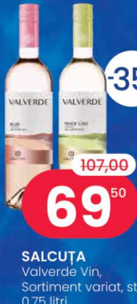 SALCUȚA Valverde Vin, Sortiment variat, sticlă, 0.75 litri