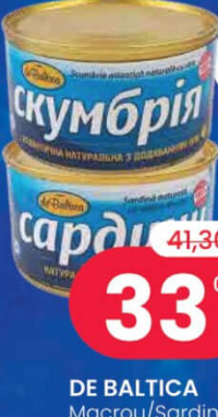 DE BALTICA Macrou/Sardină în ulei, 240 grame