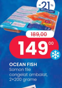 OCEAN FISH Somon file congelat ambalat, 2x200 grame