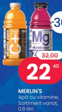 MERLIN'S Apă cu vitamine, Sortiment variat, 0.6 litri