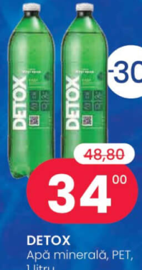 DETOX Apă minerală, PET, 1 litru