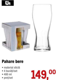 EH Pahare bere 4 buc 400 ml