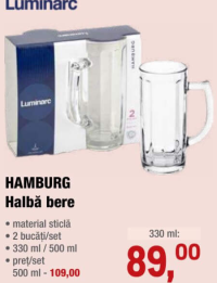 LUMINARC HAMBURG Halbă bere 2 buc 330 ml