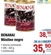 BENANAI Măsline negre diverse sortimente 390-420g