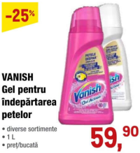 VANISH Gel pentru îndepărtarea petelor 1 L