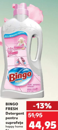 Bingo Fresh Detergent pentru suprafețe happy home 1 l
