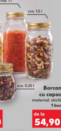 Borcan cu capac material: sticlă cca. 1,5 l/1 l/0,25 l 1 buc