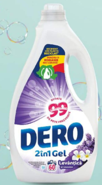 Dero 2în1 Detergent lichid pentru rufe levănțică 60 de utilizări 3 l