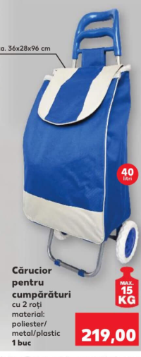 Cărucior pentru cumpărături cu 2 roți material: poliester/metal/plastic 1 buc