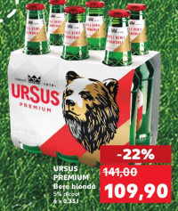 URSUS PREMIUM Bere blondă 5% alcool 6 x 0,33l
