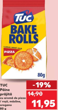 Tuc Bake Rolls Pâine prăjită cu aromă de pizza / roșii, măsline, oregano 80 g