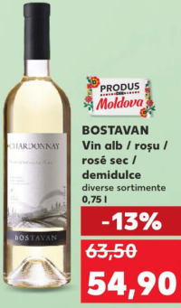 BOSTAVAN Vin alb / roșu / rosé sec / demidulce diverse sortimente 0,75 l
