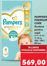Pampers PREMIUM CARE Scutece pentru copii 5-9 / 8-14 / 11-18 kg 120 / 104 / 88 buc