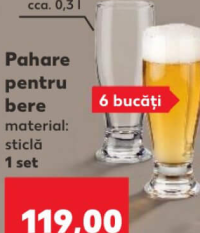 Pahare pentru bere 6 bucăți cca. 0.3 l 1 set