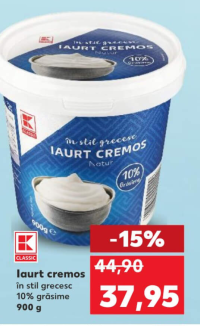 K-Classic Iaurt cremos în stil grecesc 10% grăsime 900 g