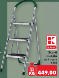K-Classic Scară pliabilă cu 3 trepte 1 buc