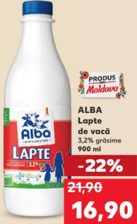 Alba Lapte de vacă 3,2% grăsime 900 ml