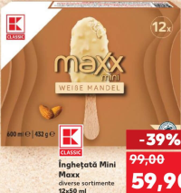 K-CLASSIC Înghețată Mini Maxx diverse sortimente 12x50 ml