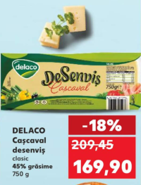 DELACO Cașcaval desenviș clasic 45% grăsime 750 g