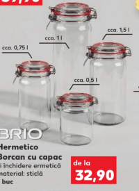 Brio Hermetico Borcan cu capac și închidere ermetică material: sticlă 1 buc