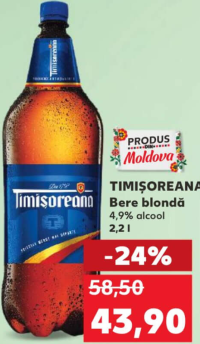 TIMIȘOREANA Bere blondă 4,9% alcool 2,2 l