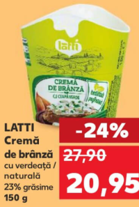 LATTI Cremă de brânză cu verdeață / naturală 23% grăsime 150 g