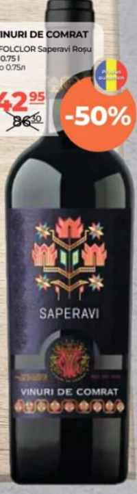 Vinuri de Comrat Vin FOLCLOR Saperavi Roșu sec 0.75l