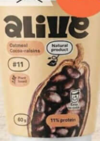 ALIVE Terci de ovăz ciocolată 60g