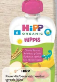 HIPP Piure Măr/banane/zmeură și cereale 100g