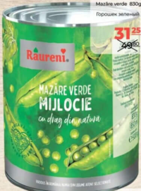 RAURENI Mazăre verde 830g