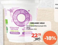 Organic Milk Smântână fără lactoză 15% 250g