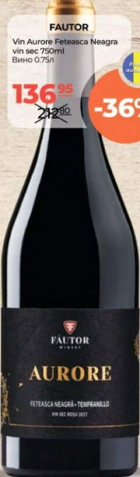 Fautor Vin Aurore Feteasca Neagra vin sec 750ml
