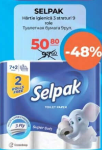 SELPAK Hârtie igienică 3 straturi 9 role