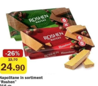 Roshen Napolitane în sortiment 216g