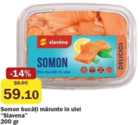 Slavena Somon bucăți mărunte în ulei 200 g