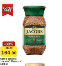 Cafea solubilă "Jacobs" Monarch 190 gr