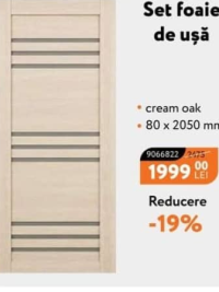 Nanu Market Set foaie de ușă cream oak 80 x 2050 mm